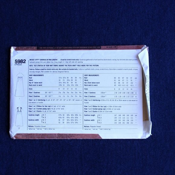 VTG 80's Sundress Sewing Pattern Simplcity #5982 Swim Cover Pockets Bust 32.5-36 - Picture 3 of 4